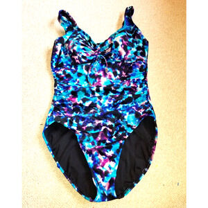 Womens Swim Suit-MAGIC SUIT-blue/purple tie dye nylon stretch one piece-12